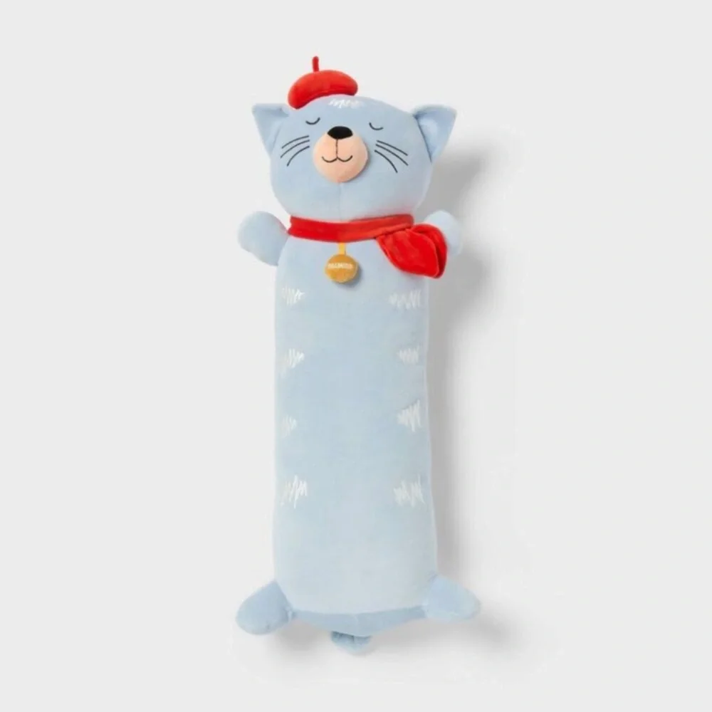 Open Box - Pillowfort - Cat Kids' Long Weighted Plush Throw Pil Blue Cat